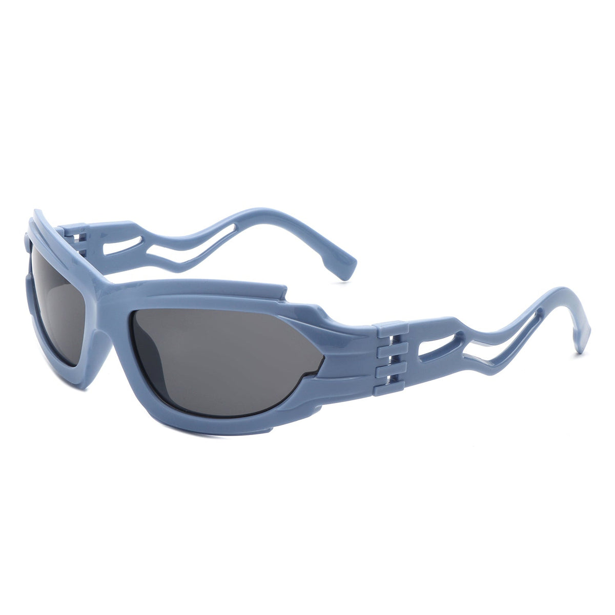 Fliyque - Geometric Rectangle Futuristic Wrap Around Sunglasses-0