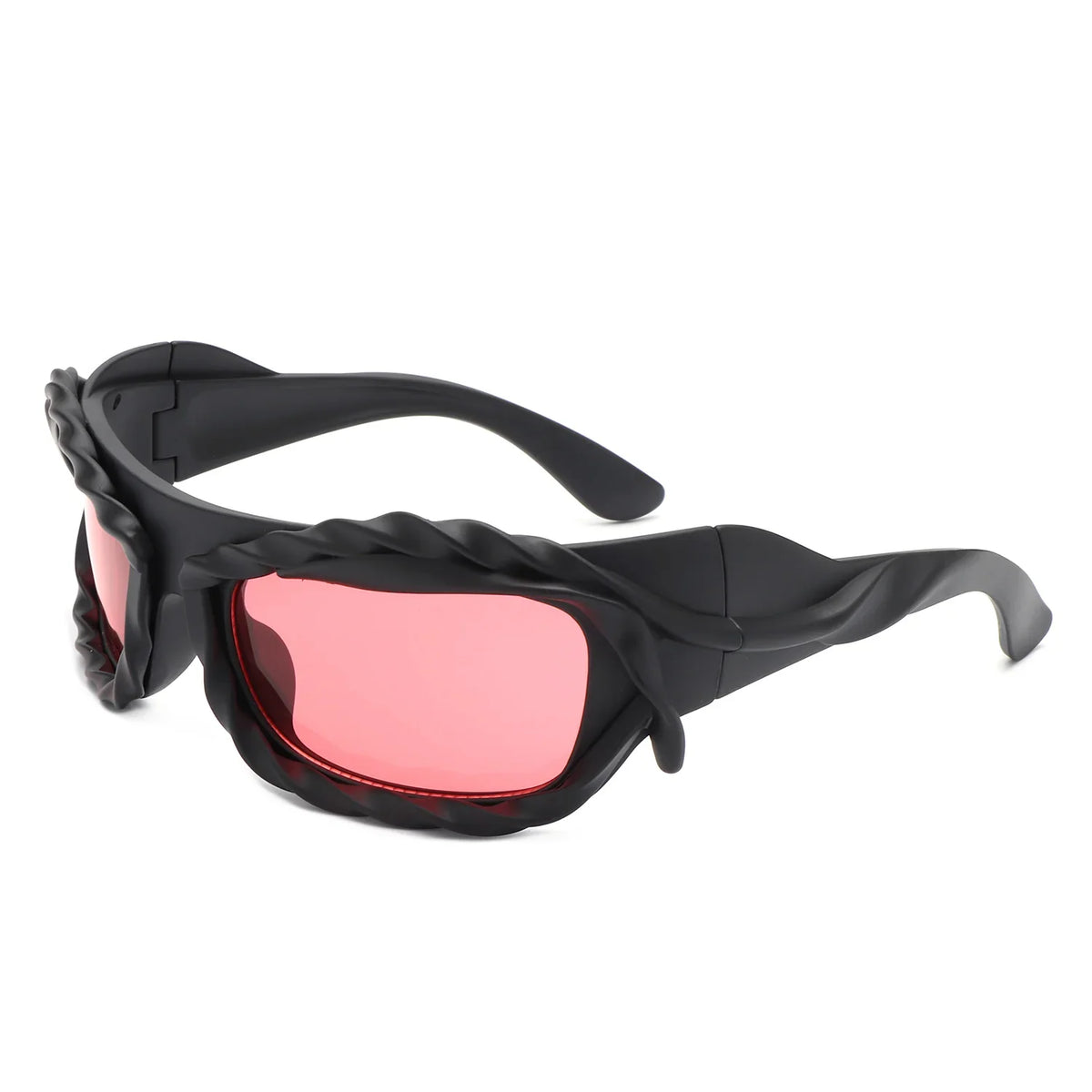 Riff - Rectangle Irregular Twisted Thick Frame Futuristic Sunglasses-4