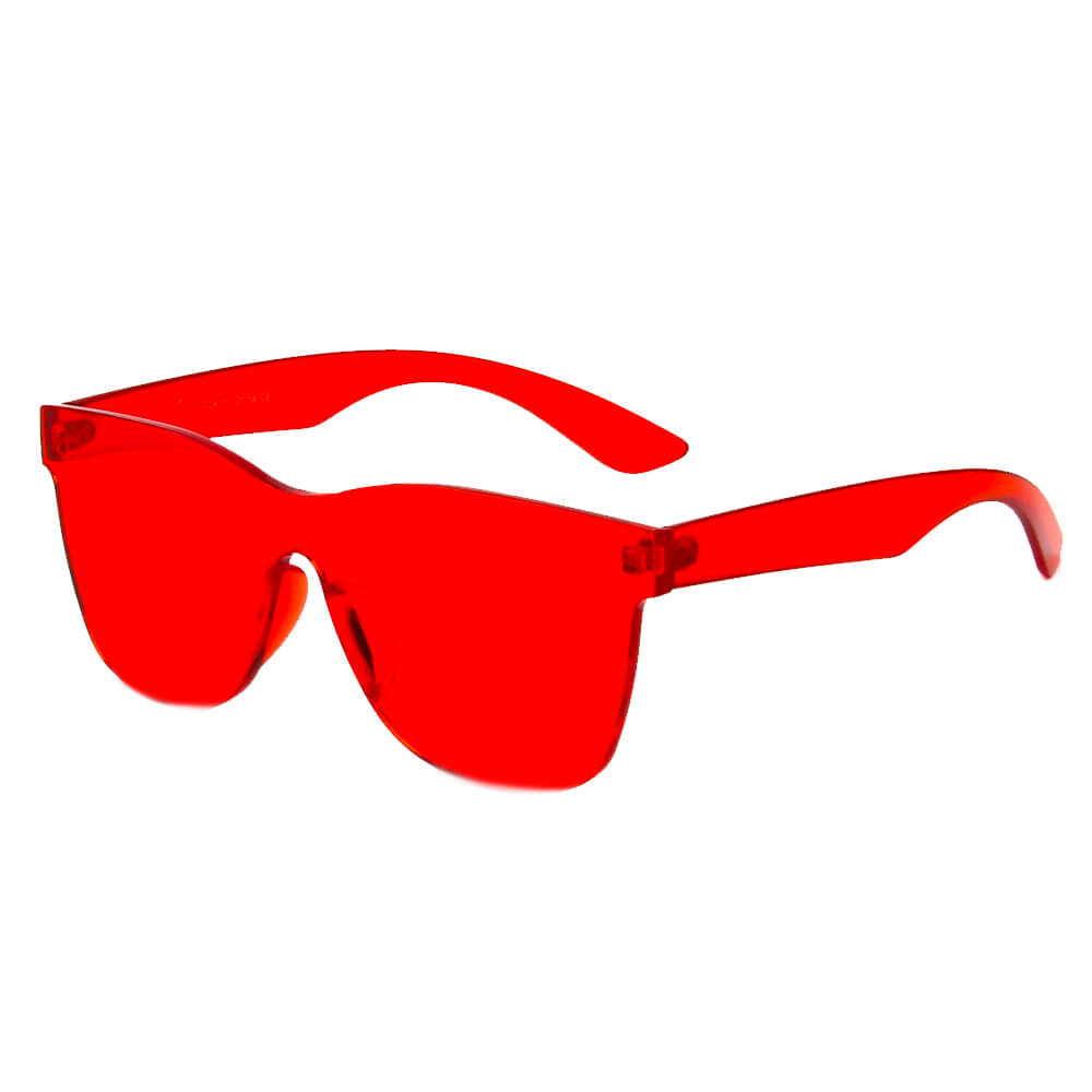 LEMOORE | Retro Flat Lens Candy Color Square Rimless Tinted Colorful Lenses Sunglasses-0
