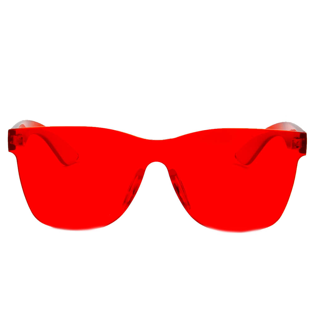 LEMOORE | Retro Flat Lens Candy Color Square Rimless Tinted Colorful Lenses Sunglasses-1