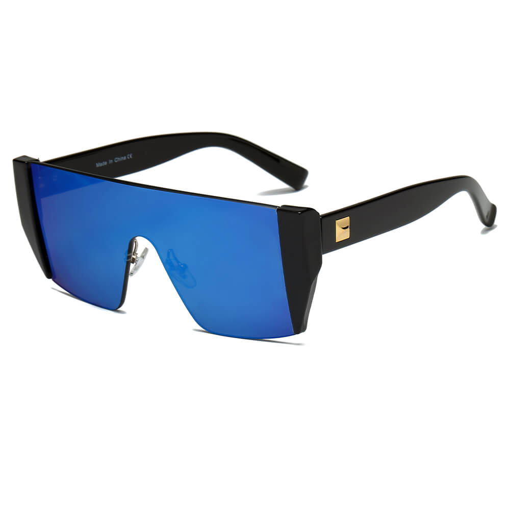 MABLETON | Women Retro Flat Top Lens Square Shield Wrap Around Sunglasses-0