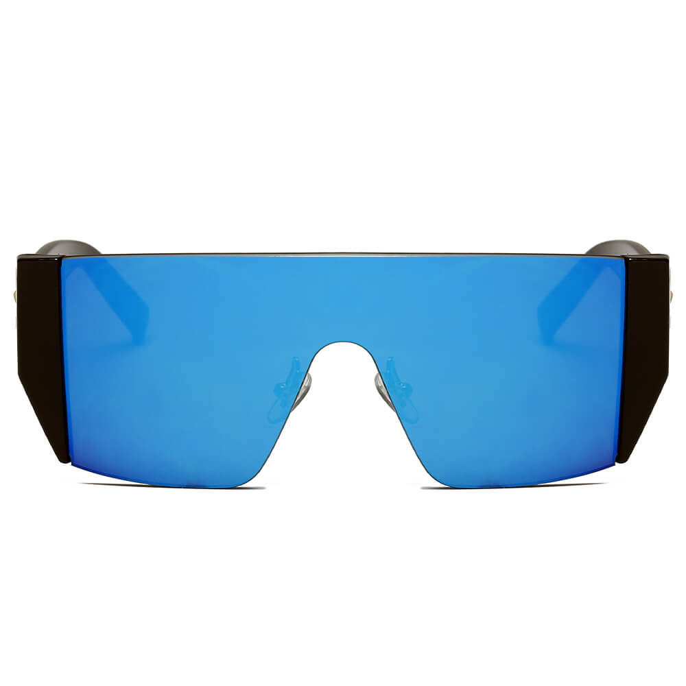 MABLETON | Women Retro Flat Top Lens Square Shield Wrap Around Sunglasses-1