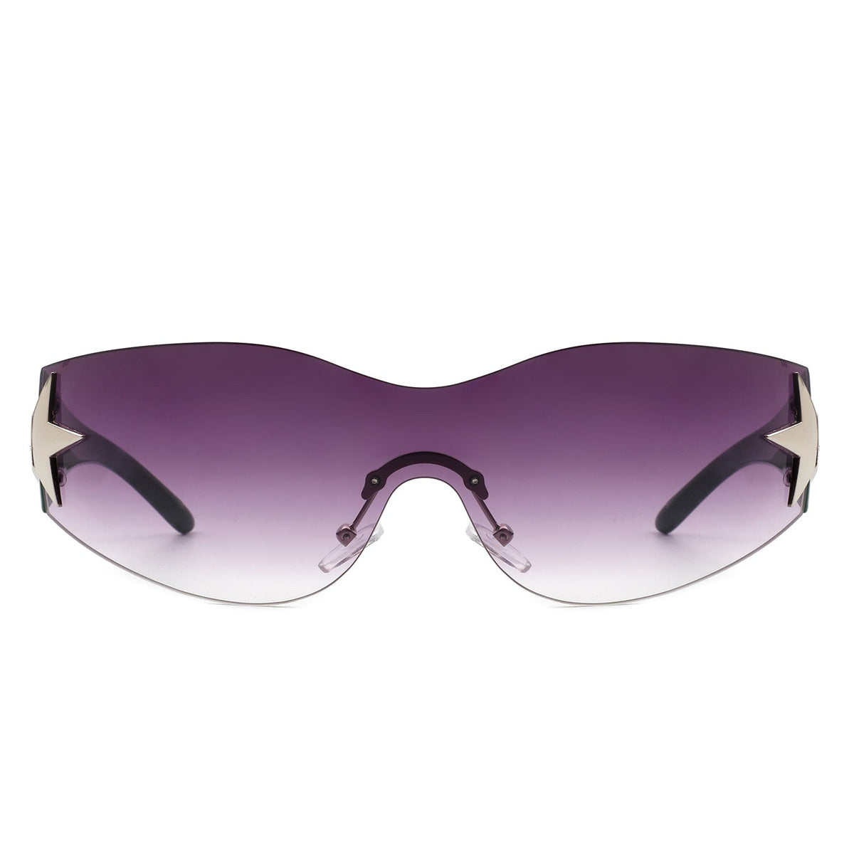 Myrith - Women Rectangle Rimless Wraparound Fashion Oversize Sunglasses-1