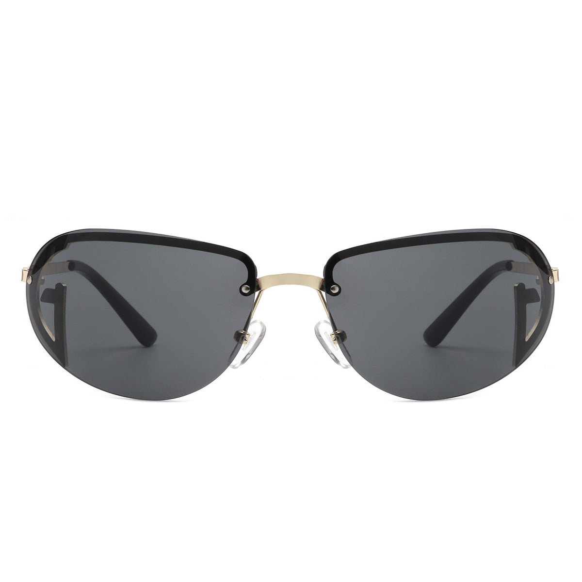 Oceandew - Retro Rimless Oval Tinted Round Sunglasses-4