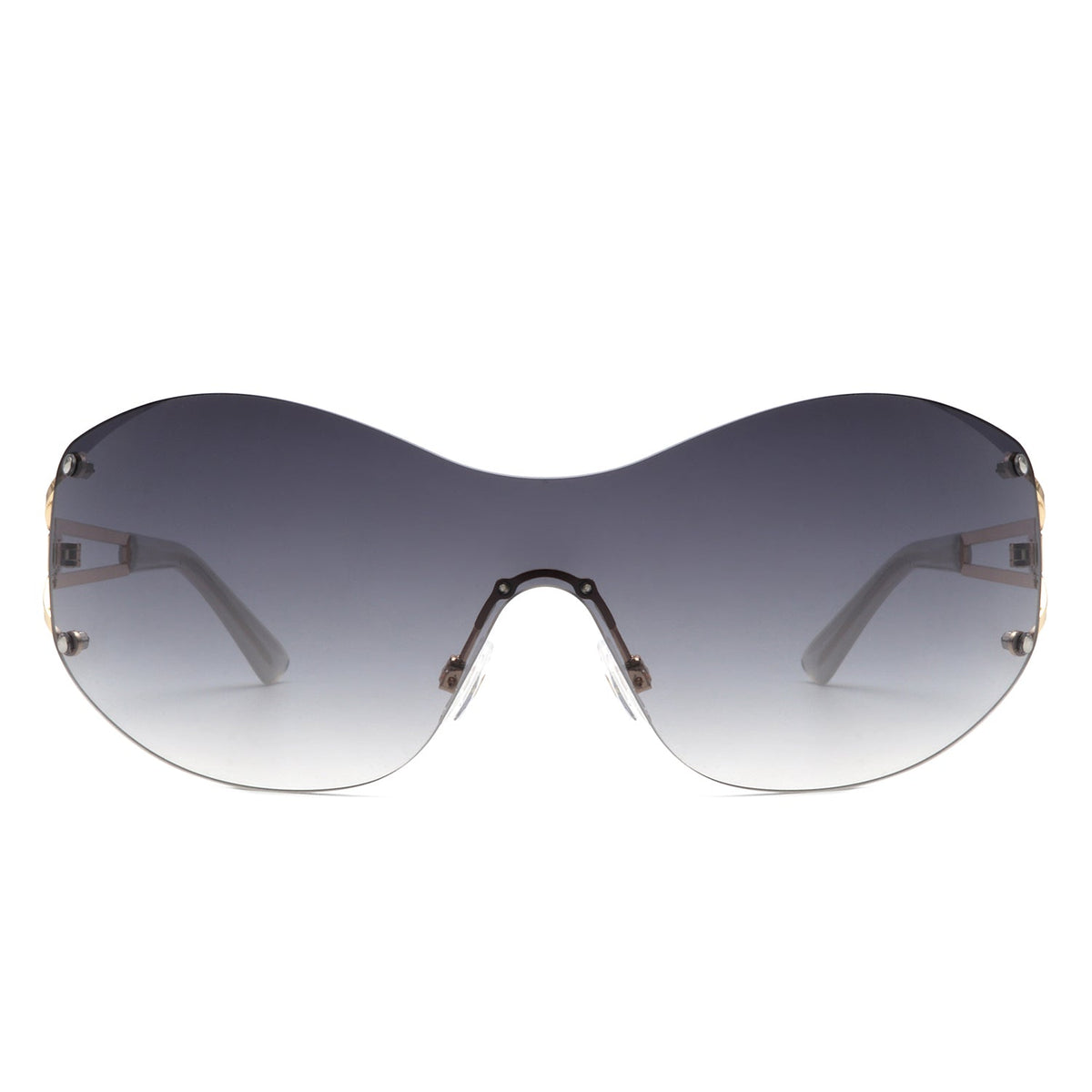 Evandora - Women Rimless Oversize Sleek Oval Fashion Sunglasses-1