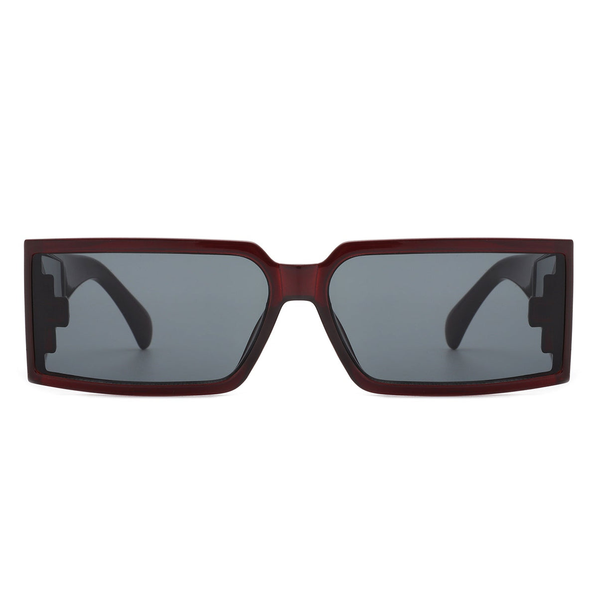 Daylumin - Retro Rectangle Chunky Square Wrap Around Sunglasses-4