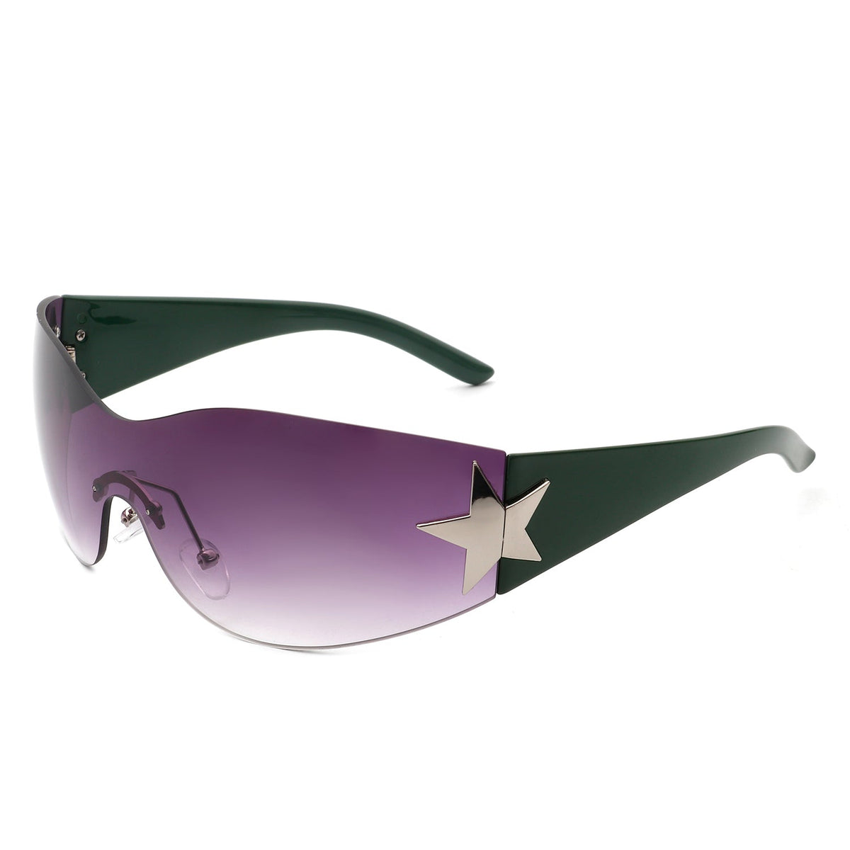 Myrith - Women Rectangle Rimless Wraparound Fashion Oversize Sunglasses-0