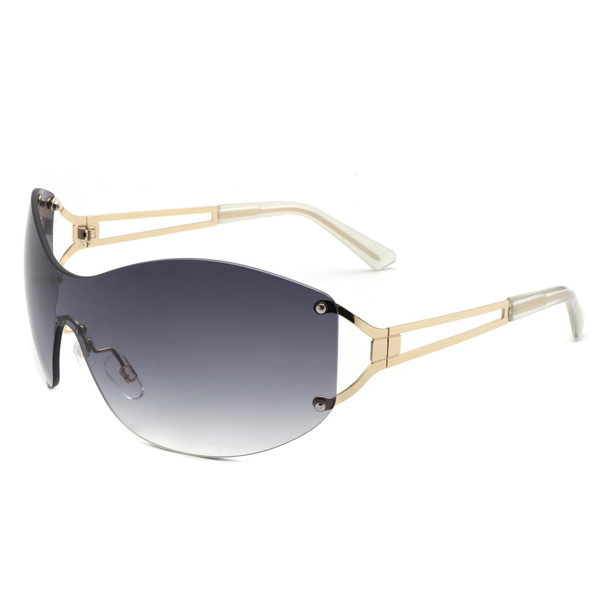 Evandora - Women Rimless Oversize Sleek Oval Fashion Sunglasses-0