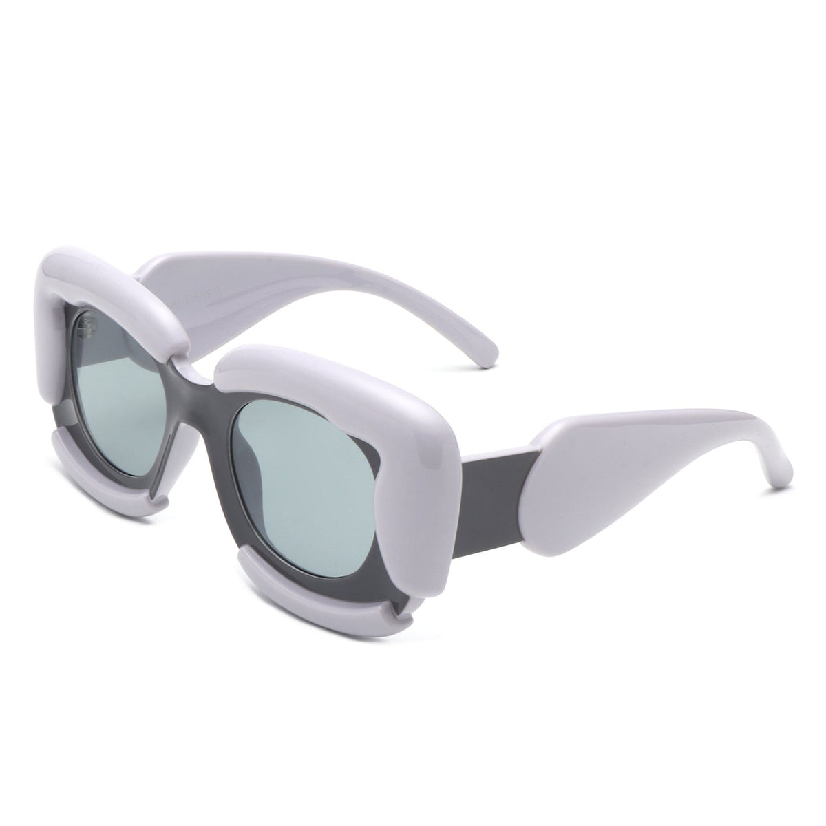 Twirl - Square Geometric Irregular Chunky Fashion Futuristic Sunglasses-5