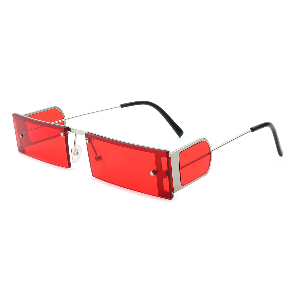 Loro - Rectangle Retro Narrow Slim Flat Top Tinted Sunglasses-4