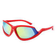 Quanta - Sporty Geometric Rectangle Wrap-Around  Sunglasses-0