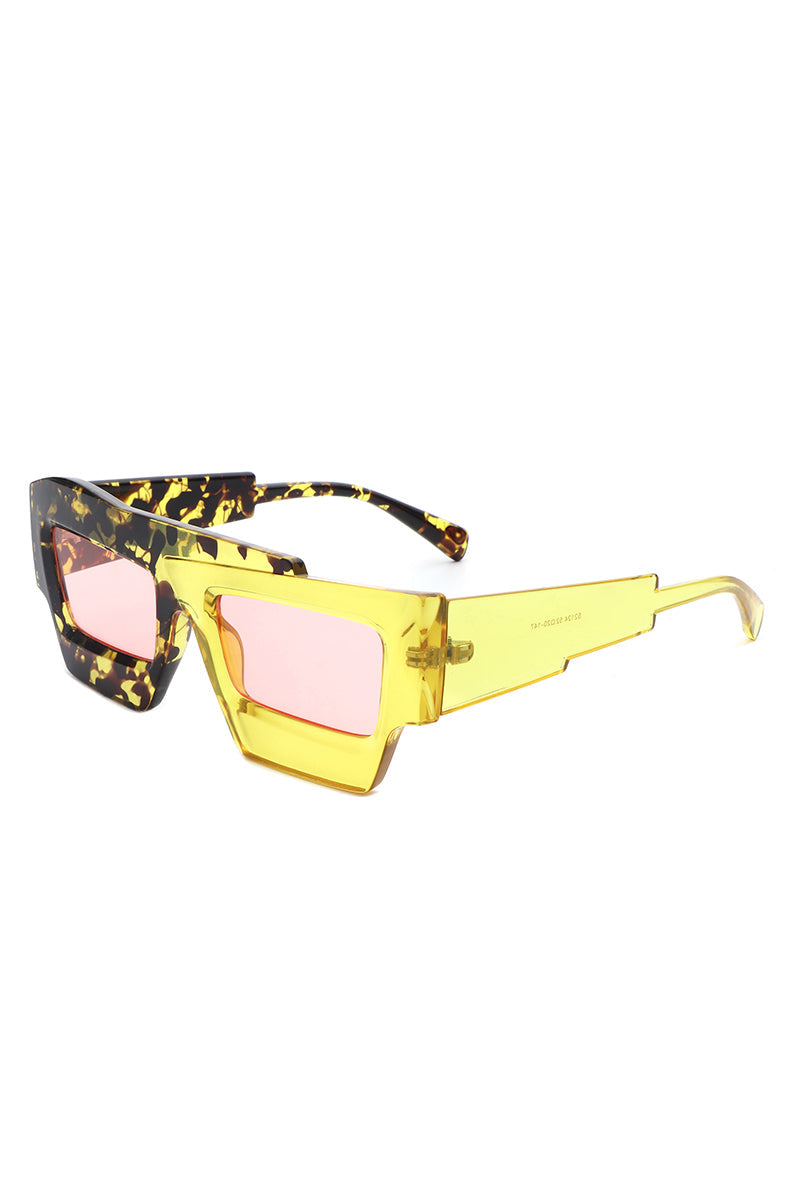 Brynden - Futuristic Square Irregular Flat Top Two-Tone Sunglasses-5