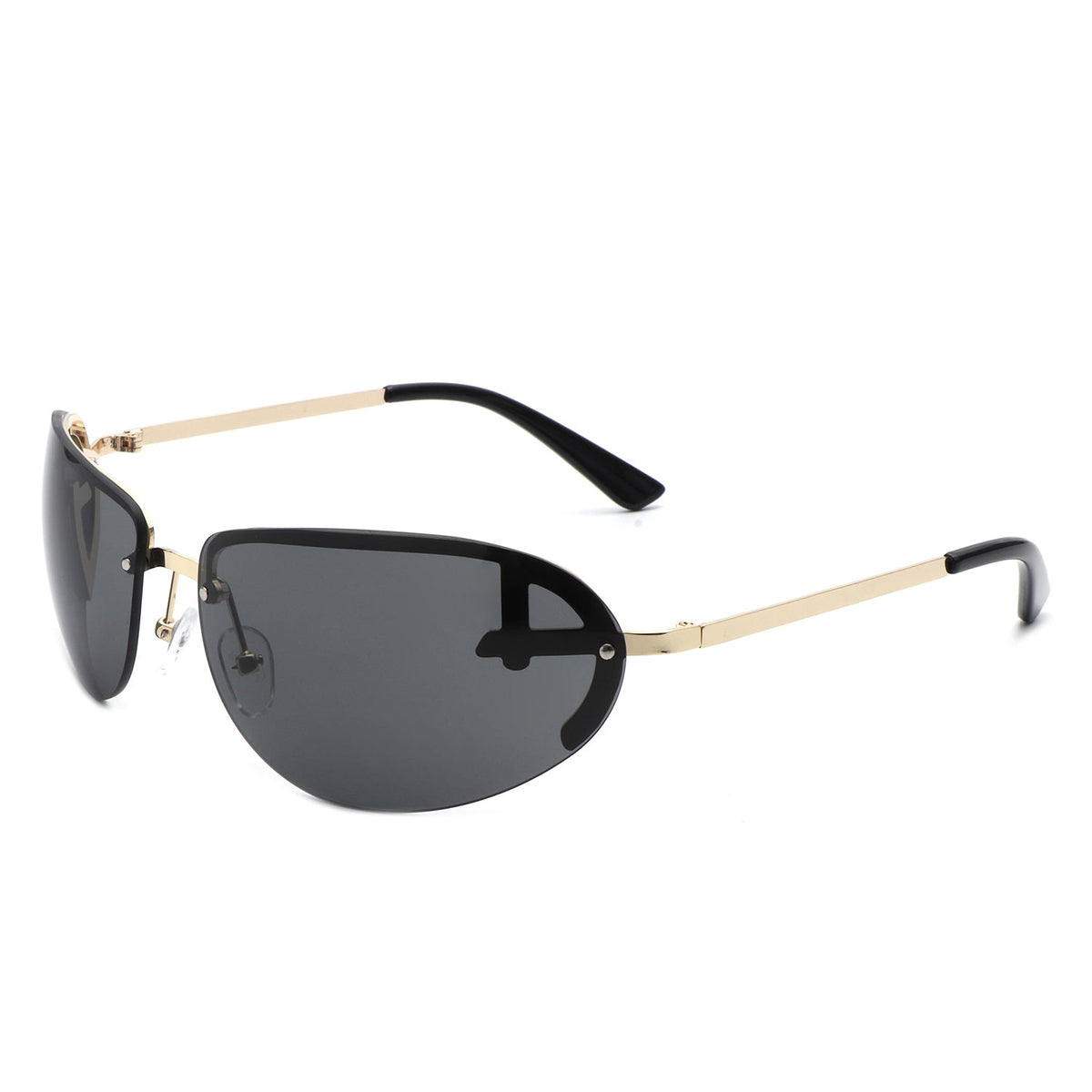 Oceandew - Retro Rimless Oval Tinted Round Sunglasses-5