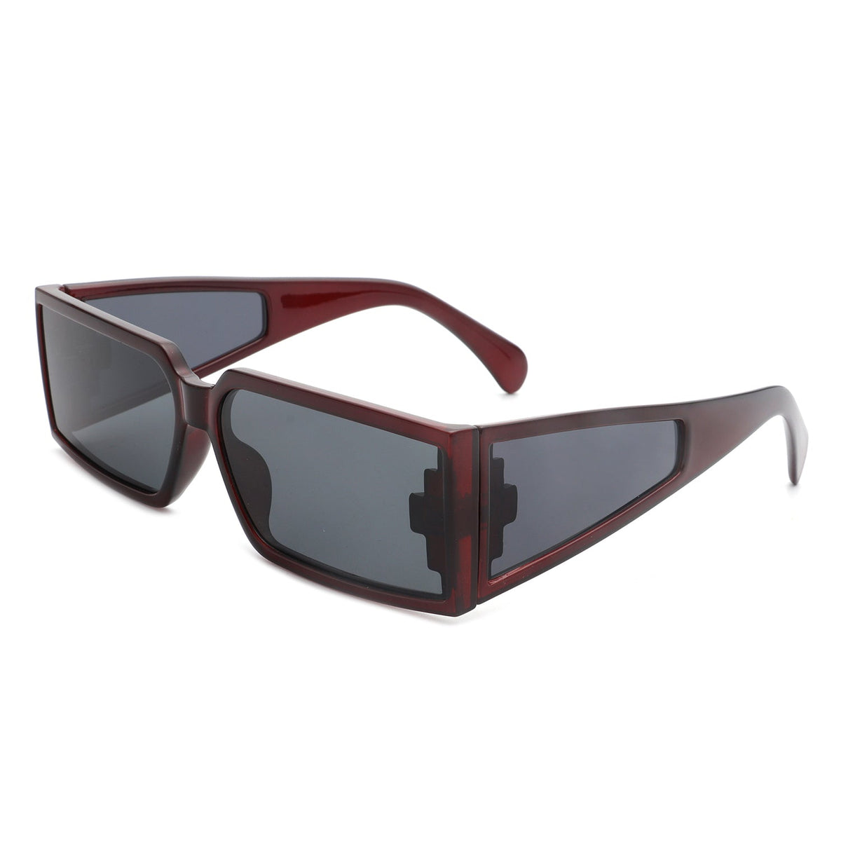 Daylumin - Retro Rectangle Chunky Square Wrap Around Sunglasses-5