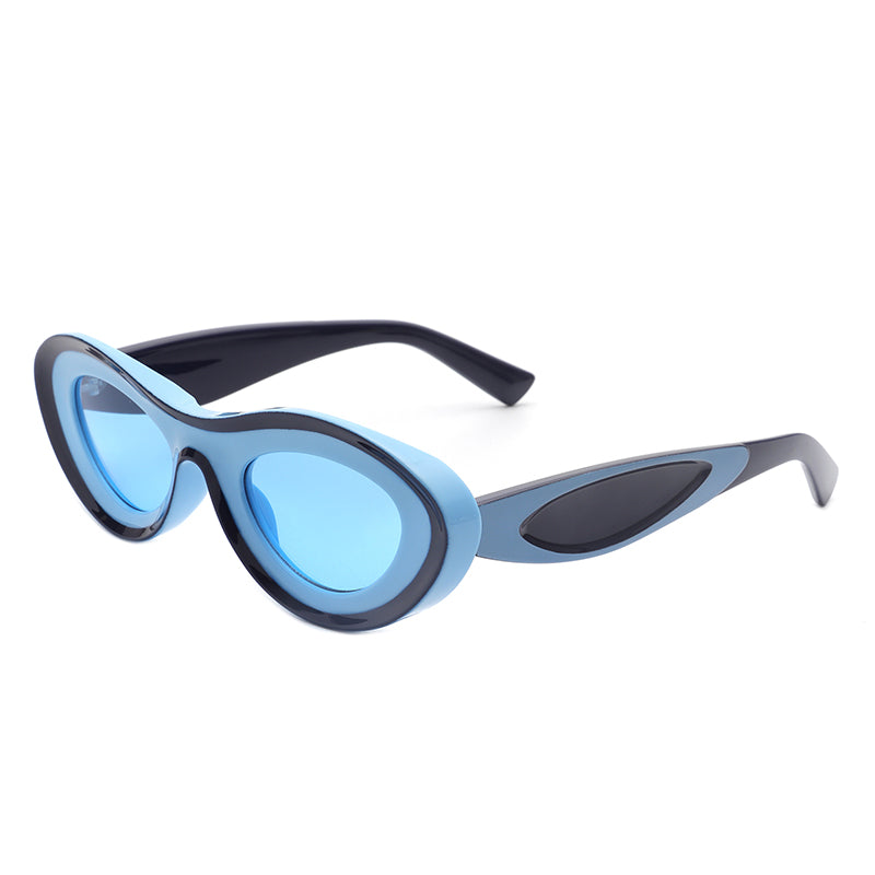 Alba - Oval Retro Round Tinted Fashion Sunglasses-5