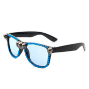 Myralis - Classic Horn Rim Rhinestone Gothic Skull Square Sunglasses-0