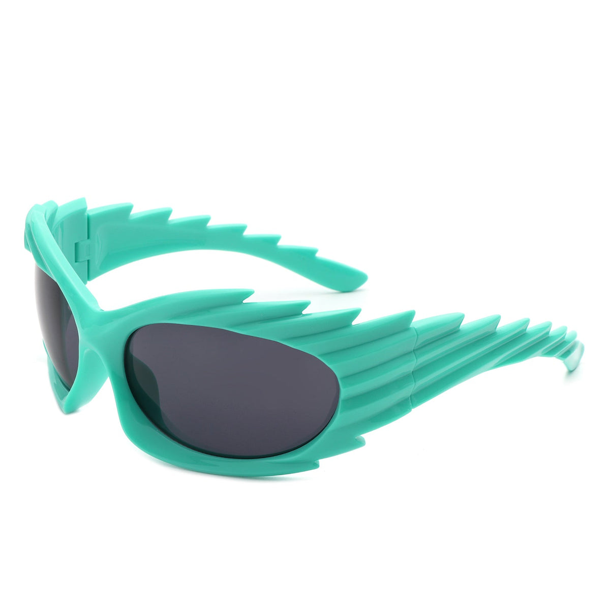Nightgle - Rectangle Wrap Around Oval Spike Sport Sunglasses-6