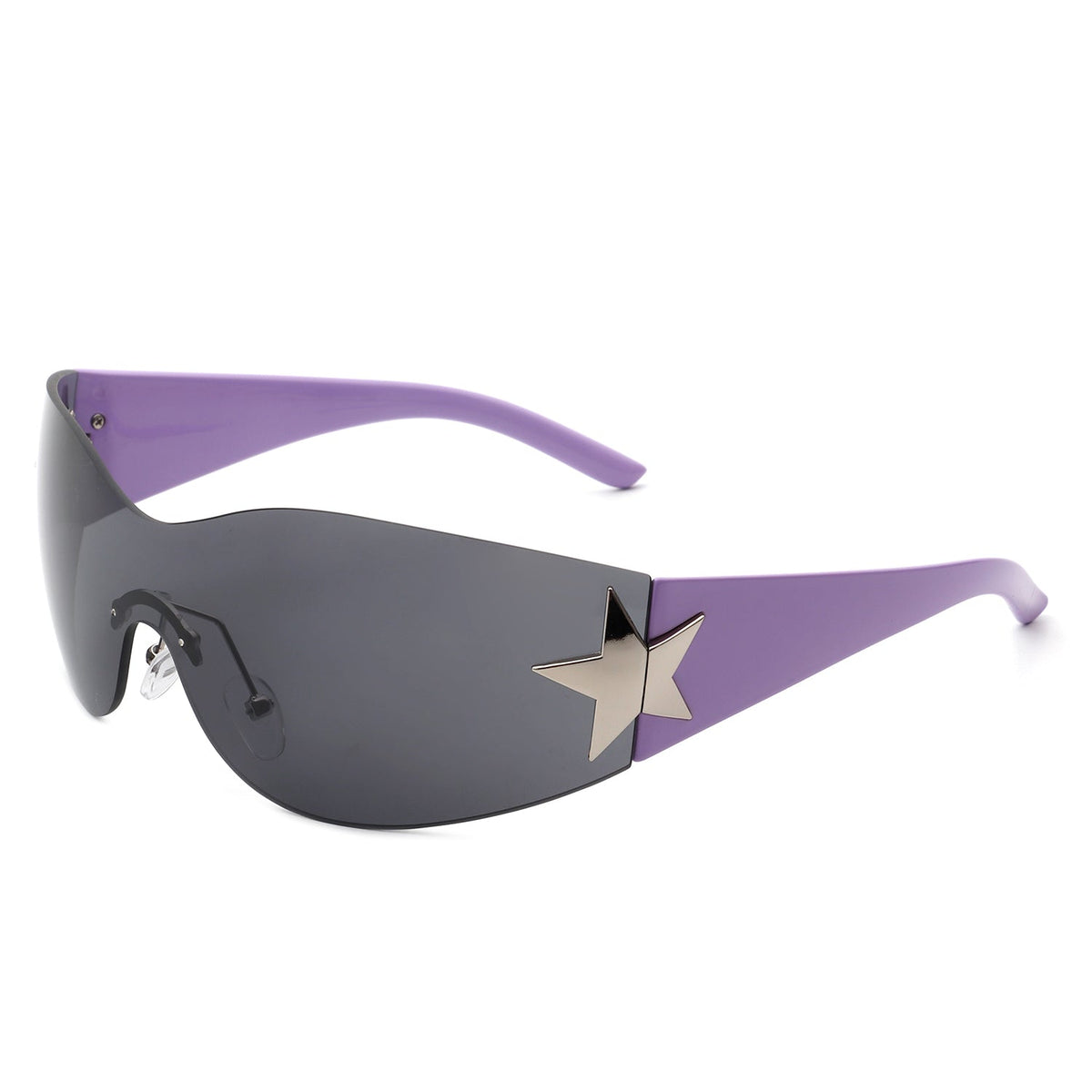 Myrith - Women Rectangle Rimless Wraparound Fashion Oversize Sunglasses-5