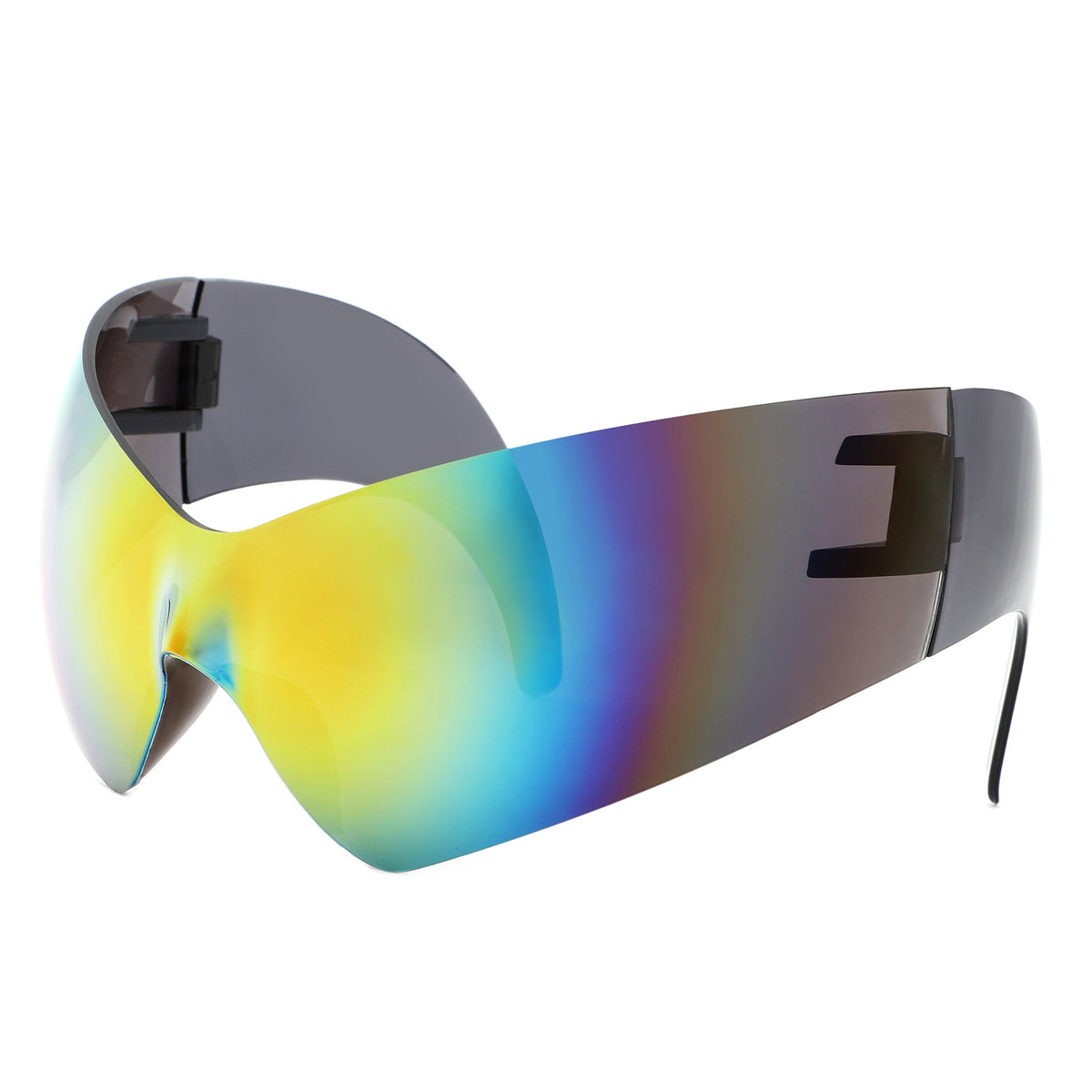 Clutch - Modern Rimless Oversized Color Pop Curved Sunglasses-0