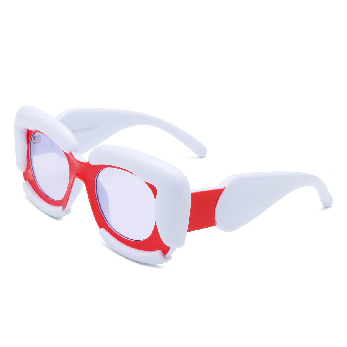 Twirl - Square Geometric Irregular Chunky Fashion Futuristic Sunglasses-0