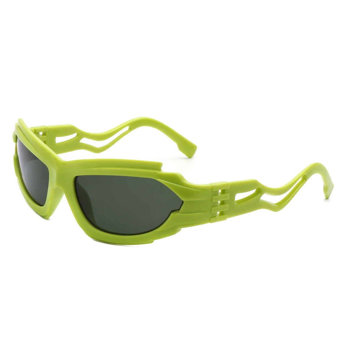Fliyque - Geometric Rectangle Futuristic Wrap Around Sunglasses-6