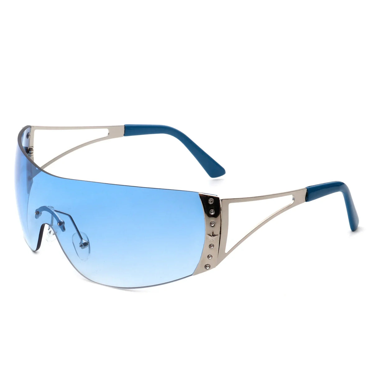 Vaeris - Rimless Rectangle Chic Rhinestone Luxury Sunglasses-4
