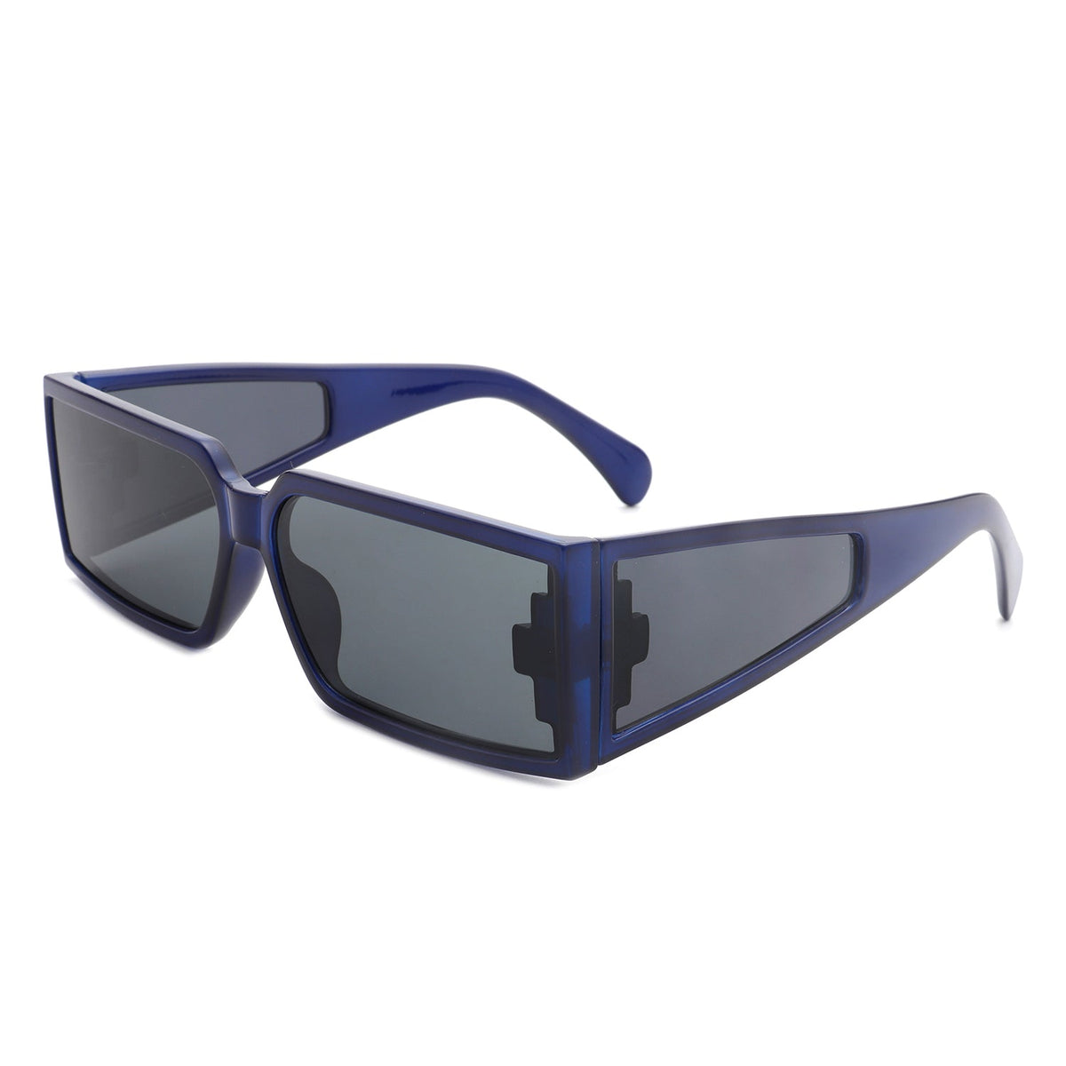 Daylumin - Retro Rectangle Chunky Square Wrap Around Sunglasses-6