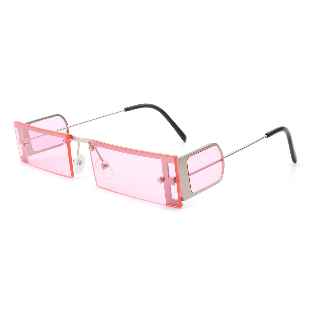 Loro - Rectangle Retro Narrow Slim Flat Top Tinted Sunglasses-5