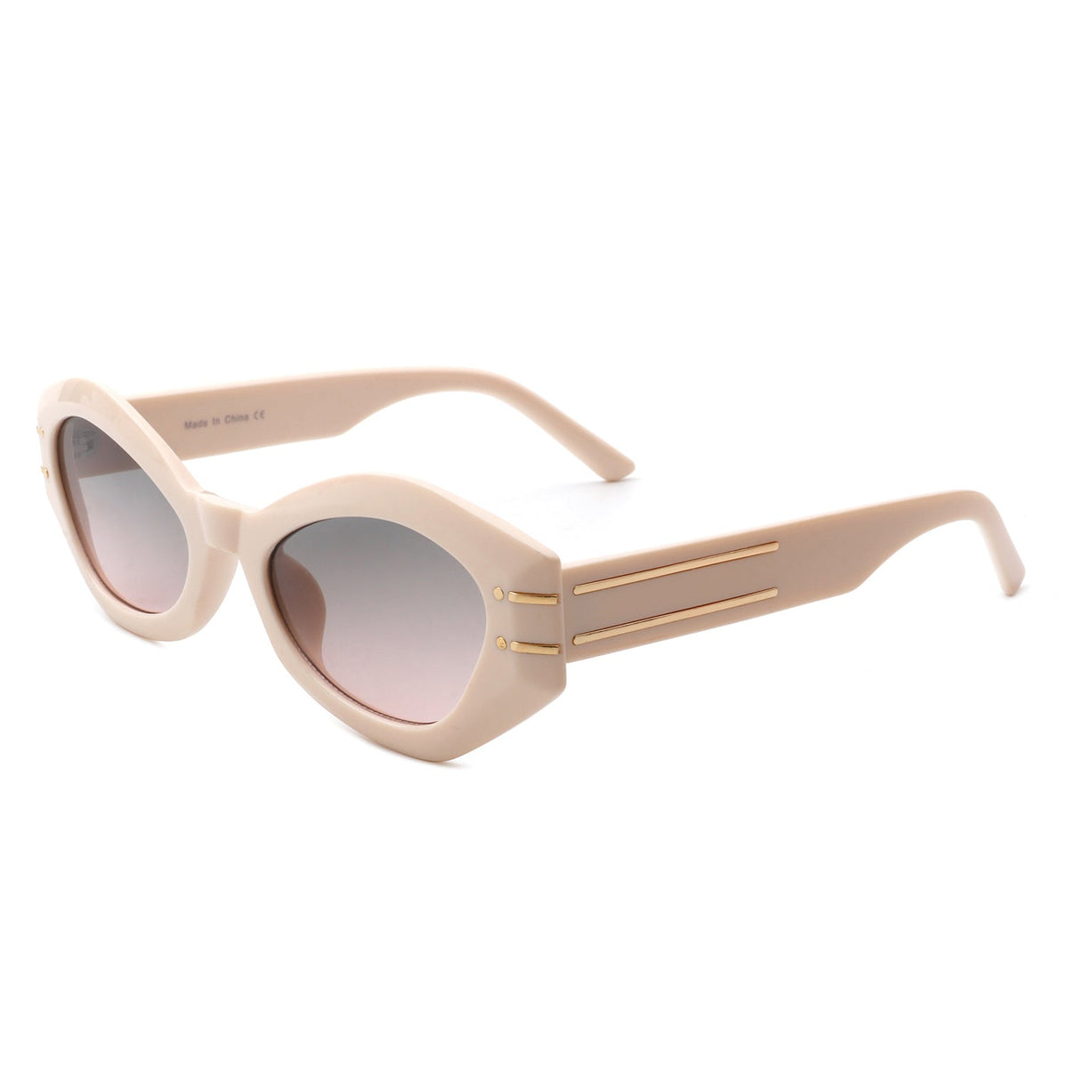 Elysiant - Geometric Oval Slim Fashion Round Cat Eye Sunglasses-5