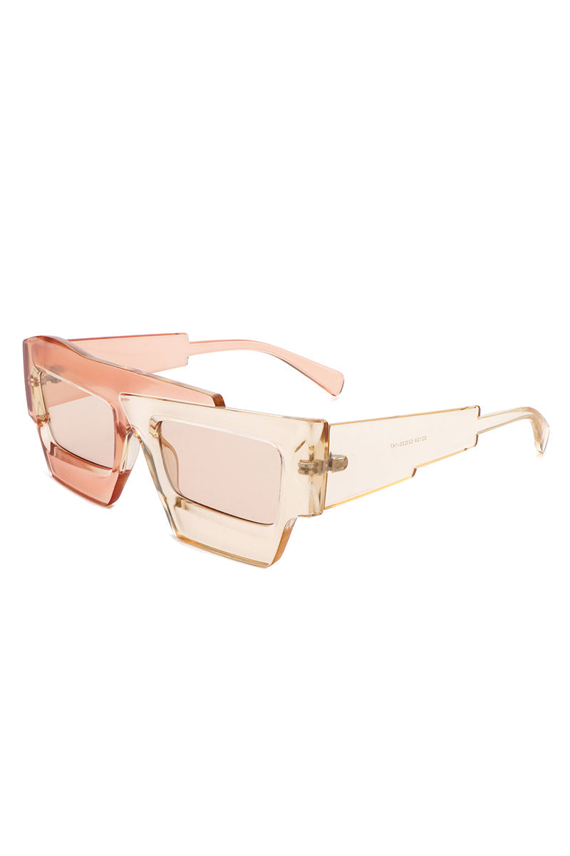 Brynden - Futuristic Square Irregular Flat Top Two-Tone Sunglasses-1