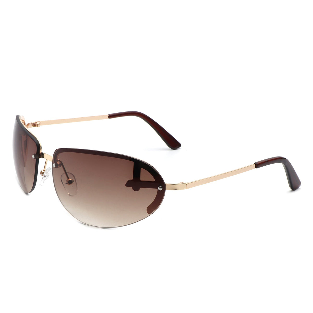 Oceandew - Retro Rimless Oval Tinted Round Sunglasses-6
