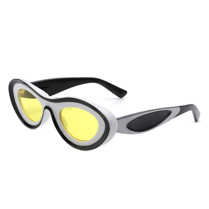 Alba - Oval Retro Round Tinted Fashion Sunglasses-6