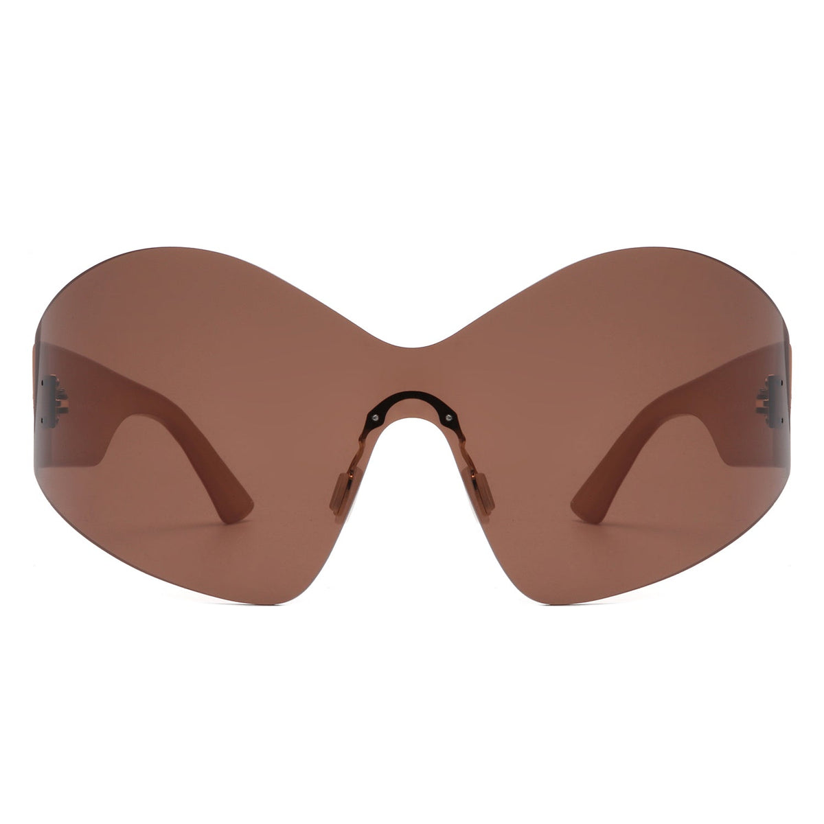 Electra - Oversized Rimless Wraparound Shield Sunglasses-1