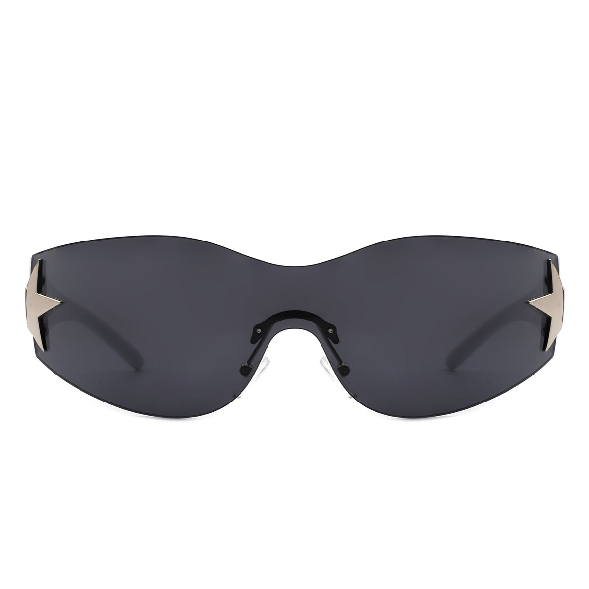 Myrith - Women Rectangle Rimless Wraparound Fashion Oversize Sunglasses-3