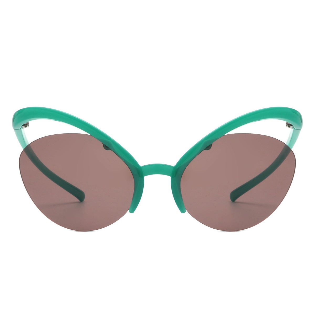 Astrein - Rimless Futuristic Oval Irregular Fashion Cat Eye Sunglasses-1