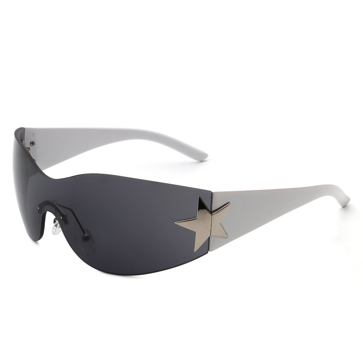 Myrith - Women Rectangle Rimless Wraparound Fashion Oversize Sunglasses-6