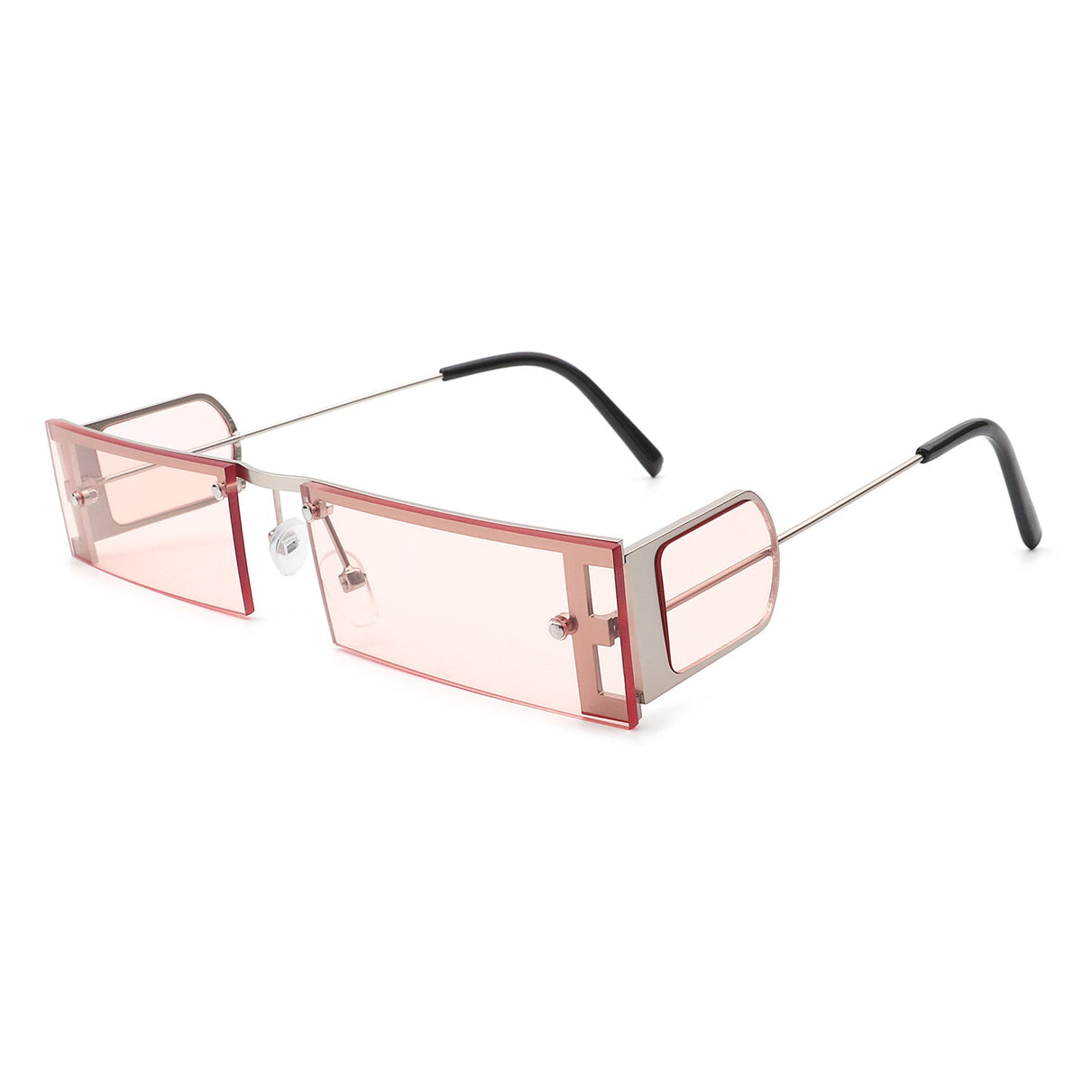 Loro - Rectangle Retro Narrow Slim Flat Top Tinted Sunglasses-6