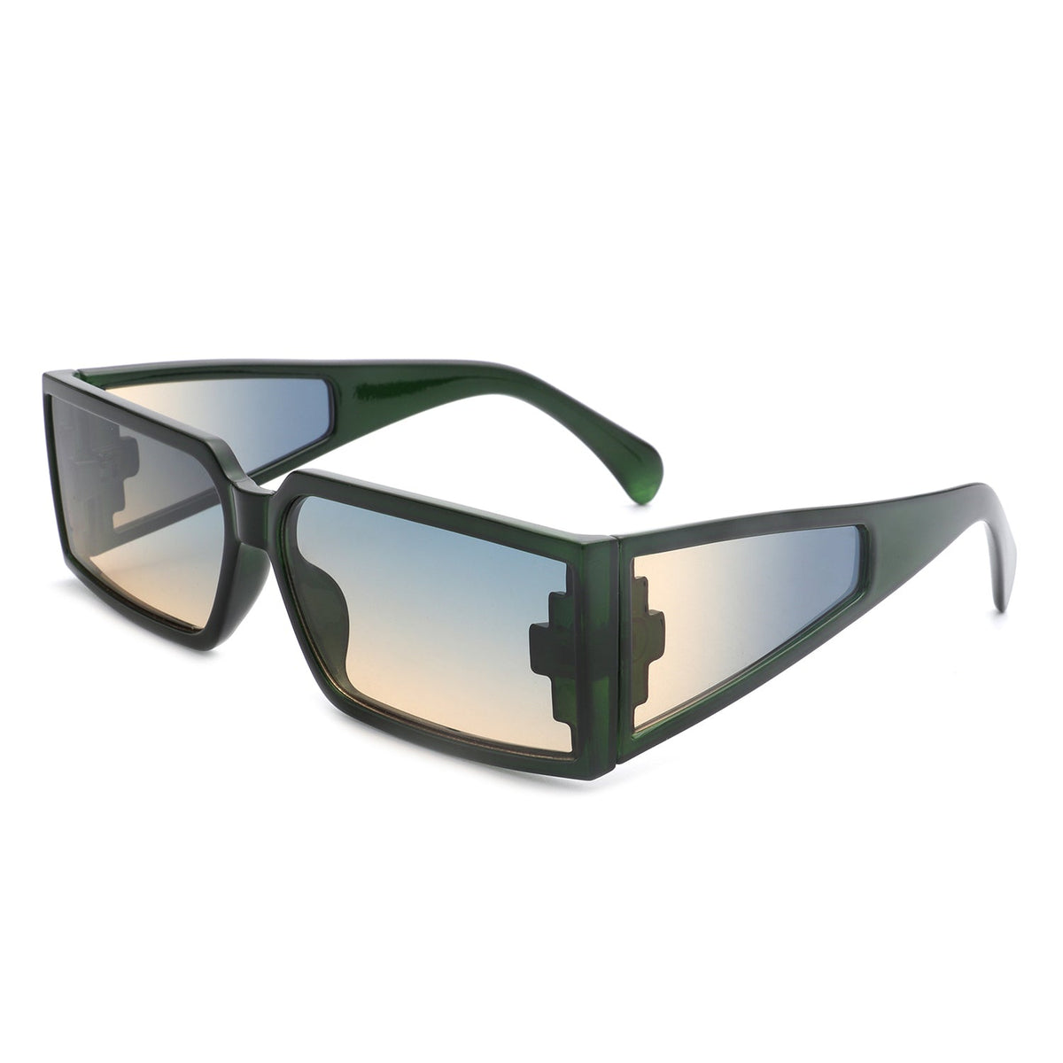Daylumin - Retro Rectangle Chunky Square Wrap Around Sunglasses-7