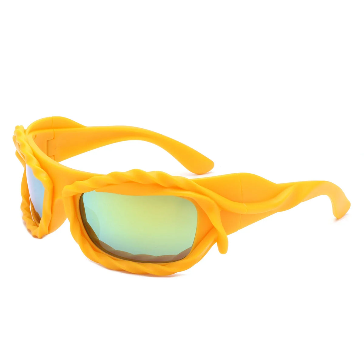 Riff - Rectangle Irregular Twisted Thick Frame Futuristic Sunglasses-0