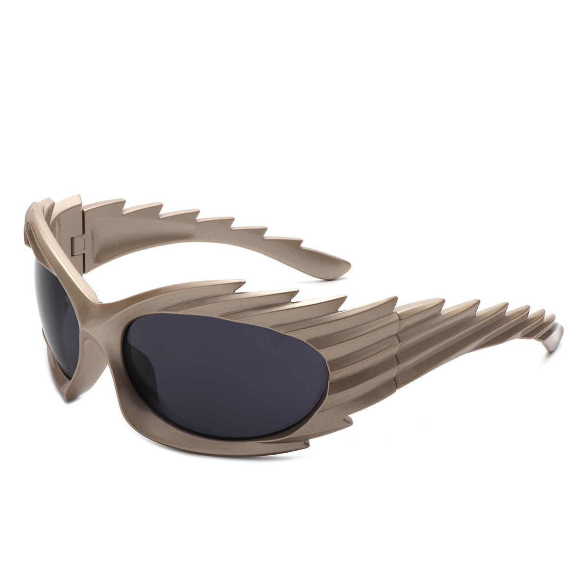Nightgle - Rectangle Wrap Around Oval Spike Sport Sunglasses-7
