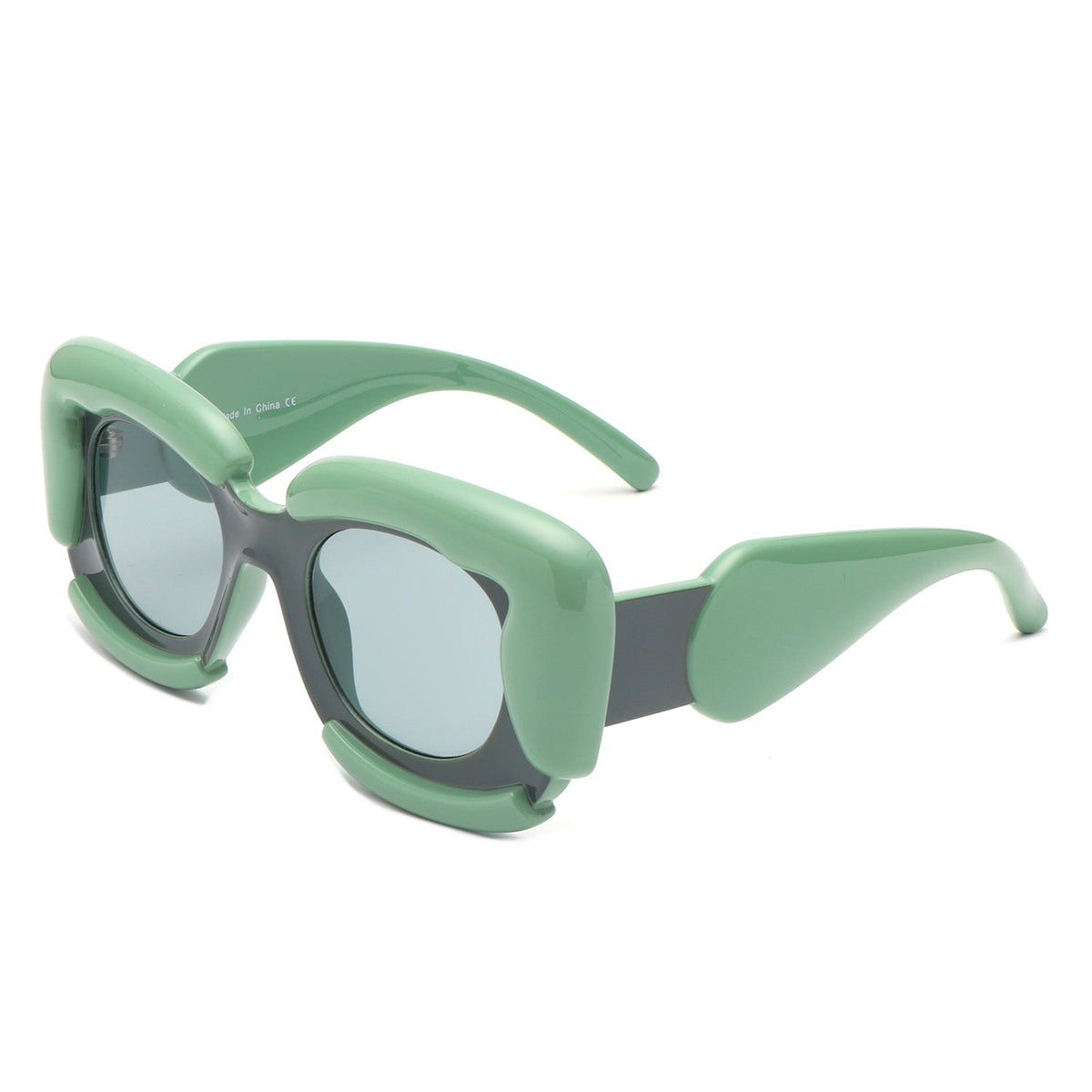 Twirl - Square Geometric Irregular Chunky Fashion Futuristic Sunglasses-6
