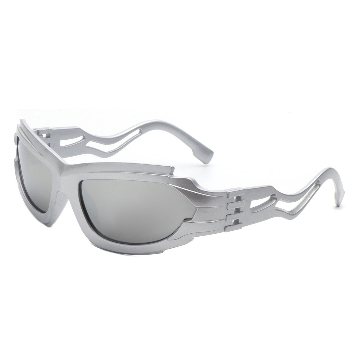 Fliyque - Geometric Rectangle Futuristic Wrap Around Sunglasses-4