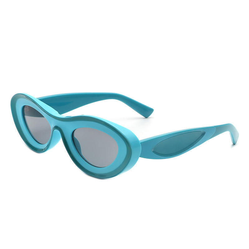 Alba - Oval Retro Round Tinted Fashion Sunglasses-7