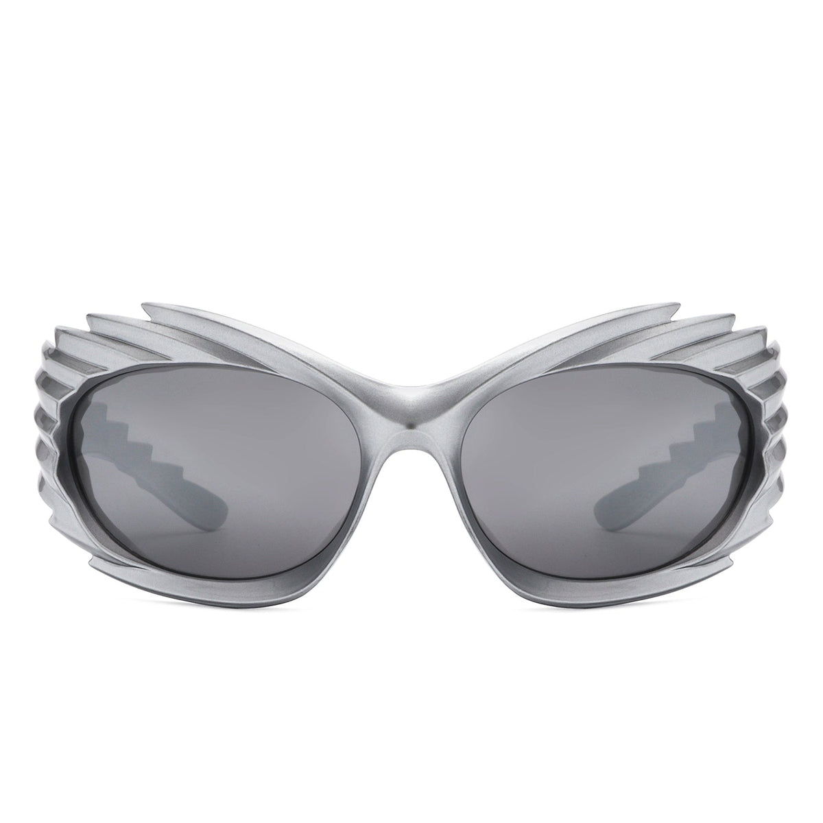 Nightgle - Rectangle Wrap Around Oval Spike Sport Sunglasses-1