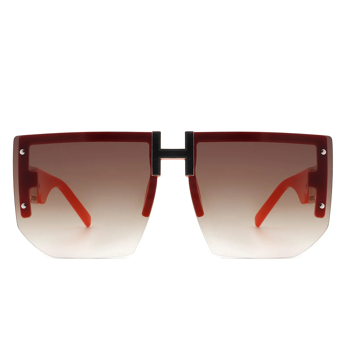 Kaelor - Square Oversized Flat Top Gradient Half Frame Sunglasses-3
