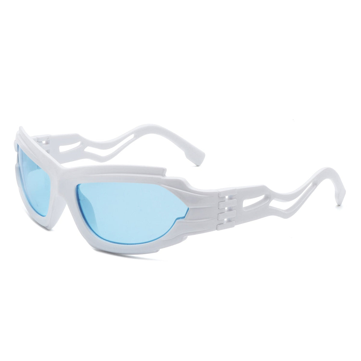 Fliyque - Geometric Rectangle Futuristic Wrap Around Sunglasses-7