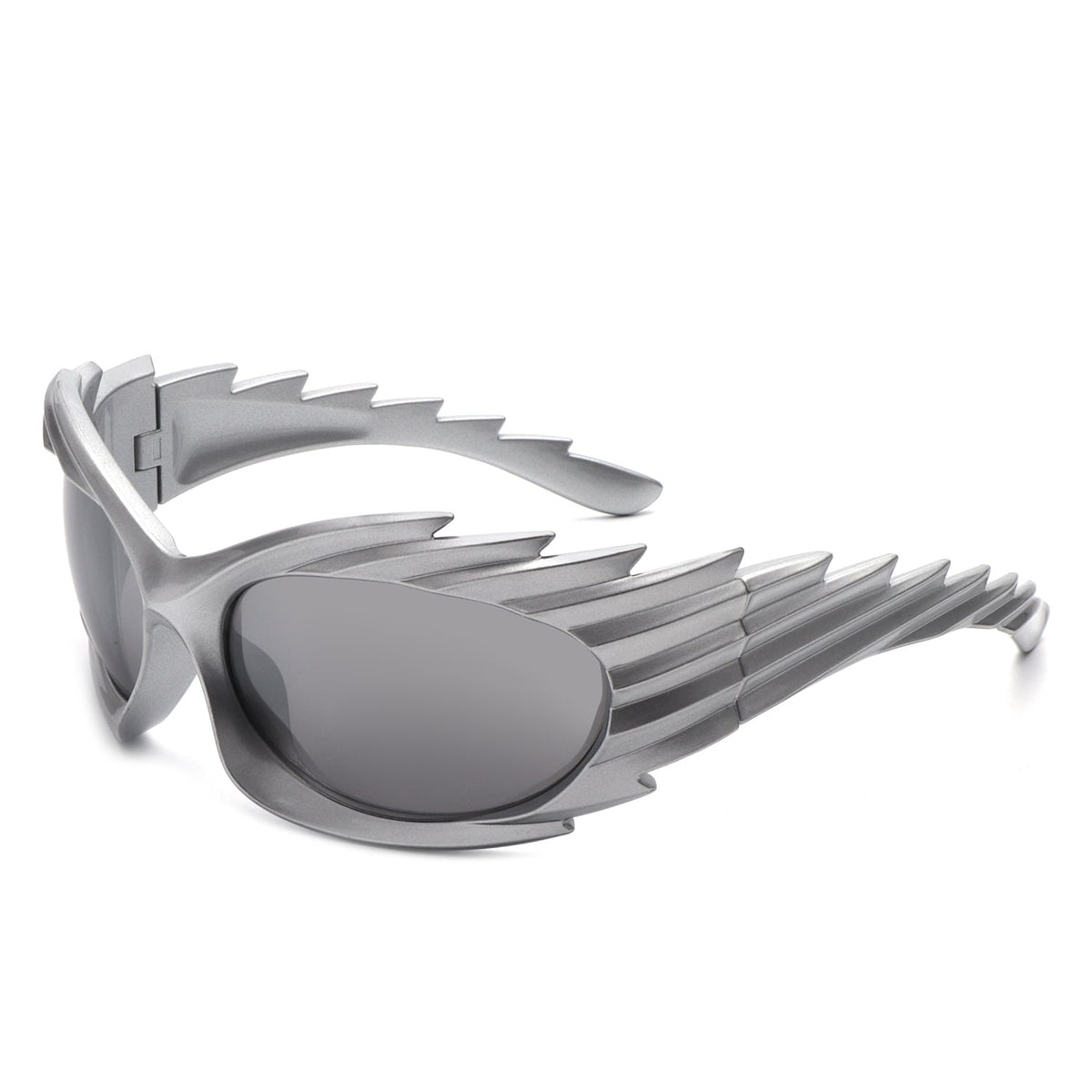Nightgle - Rectangle Wrap Around Oval Spike Sport Sunglasses-0