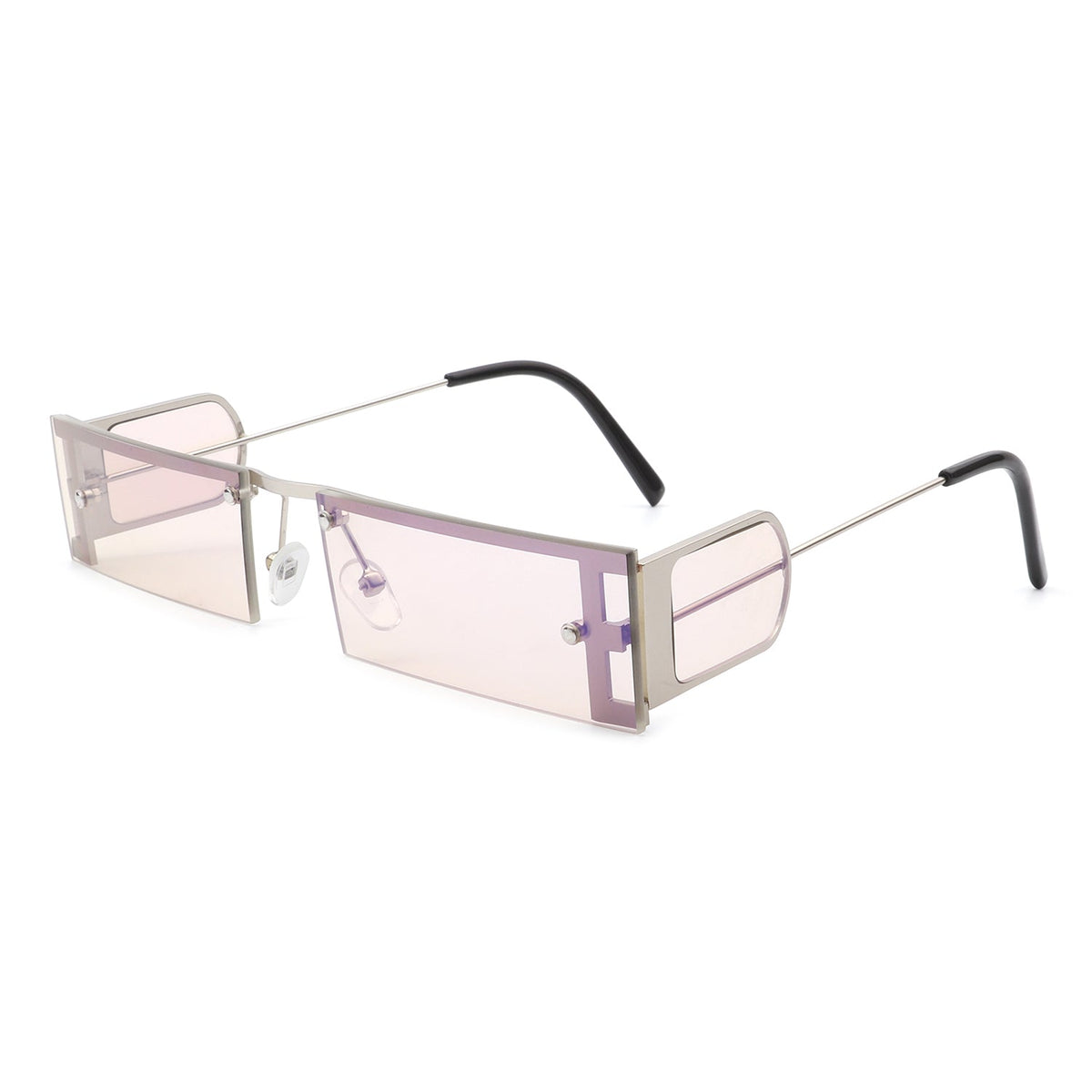 Loro - Rectangle Retro Narrow Slim Flat Top Tinted Sunglasses-7