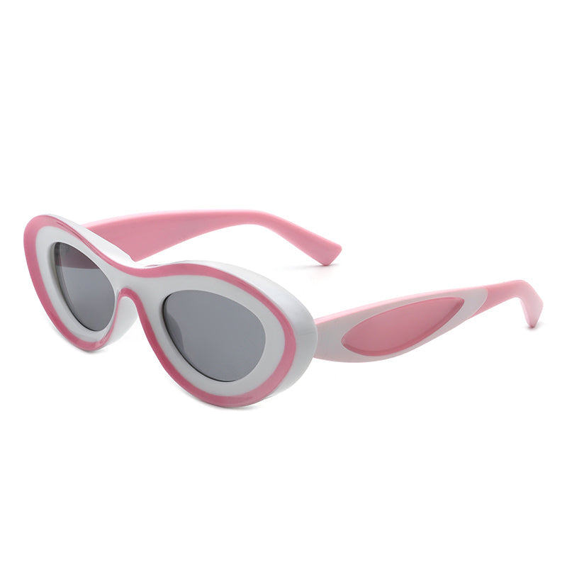 Alba - Oval Retro Round Tinted Fashion Sunglasses-8