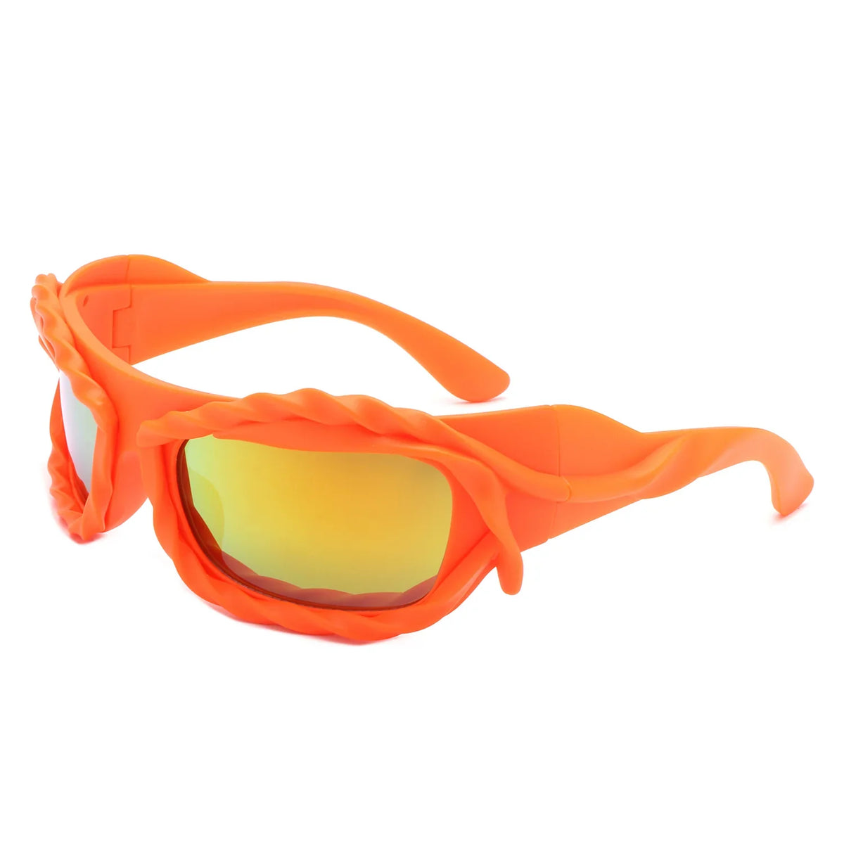 Riff - Rectangle Irregular Twisted Thick Frame Futuristic Sunglasses-5